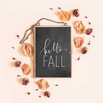 HELLO FALL chalkboard print | Fall Calligraphy Sign| Autumn| Hand lettered | Digital Download | Wall Art | Home Decor | Autumn | Fall Sign |