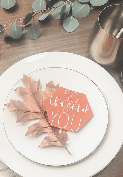Thankagiving table tag | THANKFUL Thanksgiving CARDS| Friendsgiving | So Thankful for you | Calligraphy Thanksgiving Card | Thanksgiving tab
