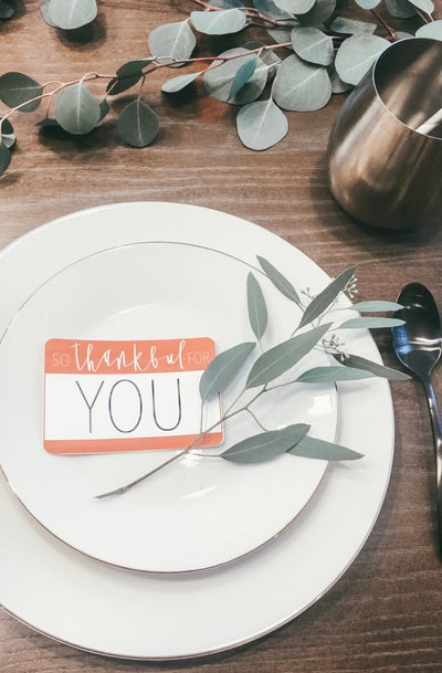 Thanksgiving tags | SO THANKFUL for YOU| Thanksgiving card | Friendsgiving | Thanksgiving table | Fall | Name Tag | Modern Calligraphy
