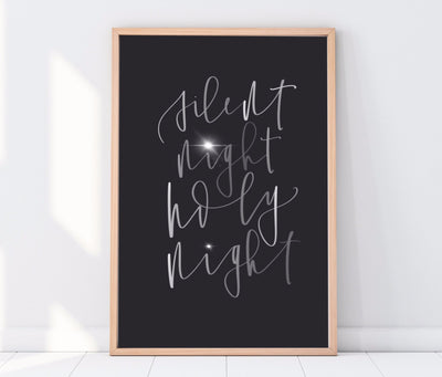 SILENT NIGHT HOLY night | Christmas Sign| Water Color writing style | Christmas Decoration | Modern Christmas Calligraphy | Minimalistic