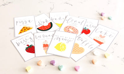 FOOD PUN LOVE notes | Valentines | Lunchbox Notes | Calligraphy Tags | Love Notes | Kids | February| Printable