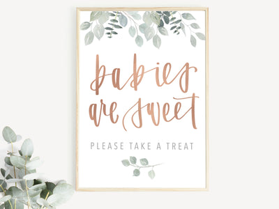 GOLD BABY SHOWER | Babies are sweet | Treat Baby Shower Sign | Modern Baby Shower | Calligraphy | Greenery Baby Shower | Baby Shower Decor