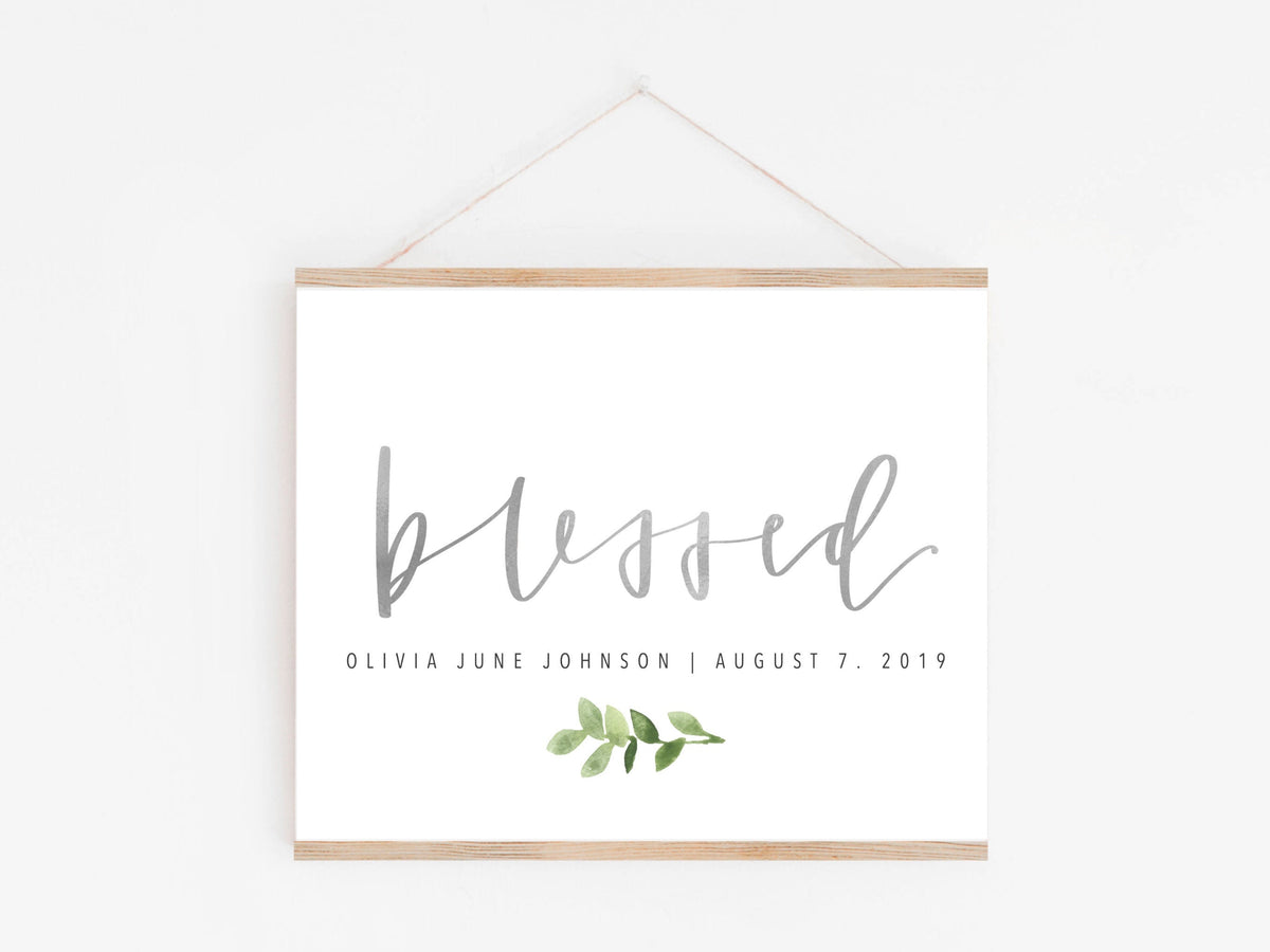 BLESSED baby sign | Baby blessing Print | Blessing Day Sign | Digital Download | Custom name & Date | Newborn | Religious | Blessing Day