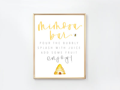 BEE | MIMOSA BAR | Drink Sign | Modern Shower | Mama to Bee | First Bee day | Baby Shower | Maternity | Bridal Shower | Bar Sign | Birthday