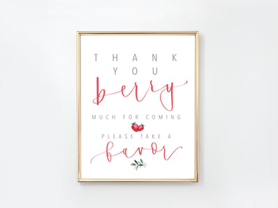 STRAWBERRY | Thank you BERRY much | Party FAVORS sign | Baby Shower | Birthday Party | Party Favors | Instant Download | Baby Sprinkle